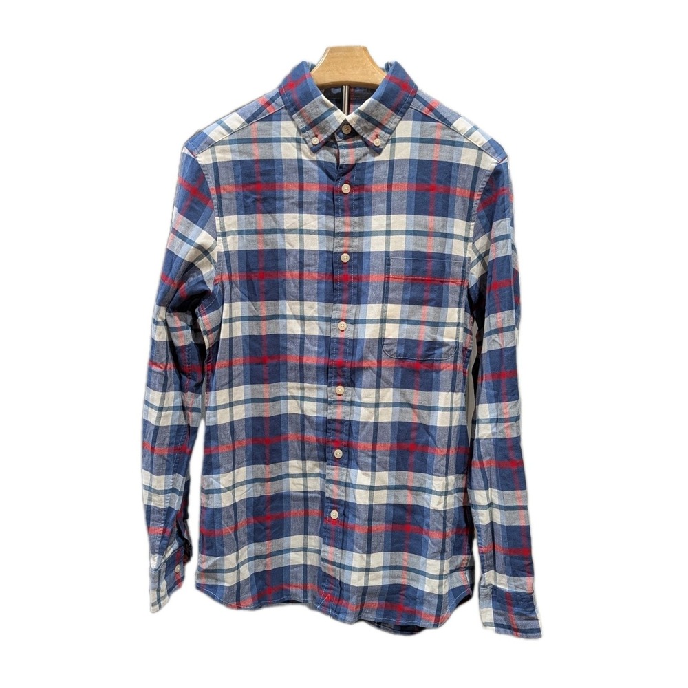 Vineyard Vines Classic Fit Cotton Flannel Plaid Blue Red & White Shirt Mens XS